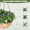 HOMCOM Artificial Flowers in Basket Set of 2 with PE Leaves and 18 Flowers