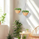 HOMCOM Artificial Flowers in Basket Set of 2 with PE Leaves and 18 Flowers