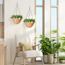 HOMCOM Artificial Flowers in Basket Set of 2 with PE Leaves and 18 Flowers