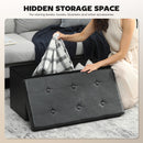 HOMCOM Storage Ottoman Bench, 89L PU Leather Folding Foot Rest, Black