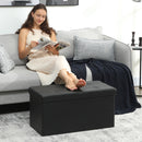 HOMCOM Storage Ottoman Bench, 89L PU Leather Folding Foot Rest, Black