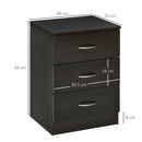 HOMCOM Modern 3 Drawers Side Table, Bedside Table with Wood Effect, Black