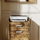 HOMCOM Mobile Filing Cabinet, Lockable File Cabinet, Rustic Brown