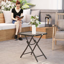 Outsunny Folding Garden Table Square Foldable Table with Safety Buckle Black