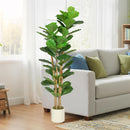 HOMCOM Artificial Fiddle Leaf Fig Tree With Solid Wood Trunks