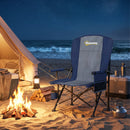 Outsunny Camping Chair Padded With Side Pocket Dark Blue