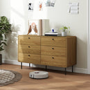 HOMCOM Chest of Drawers for Bedroom, Modern 6 Drawer Dresser, Oak
