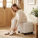 HOMCOM Small Ottoman with Side Pocket Living Room, Beige