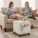 HOMCOM Small Ottoman with Side Pocket Living Room, Beige