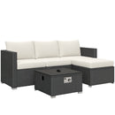 Outsunny 4 Seater Rattan Sofa Set With Footstool Thick Cushions