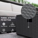 Outsunny 4 Seater Rattan Sofa Set With Footstool Thick Cushions