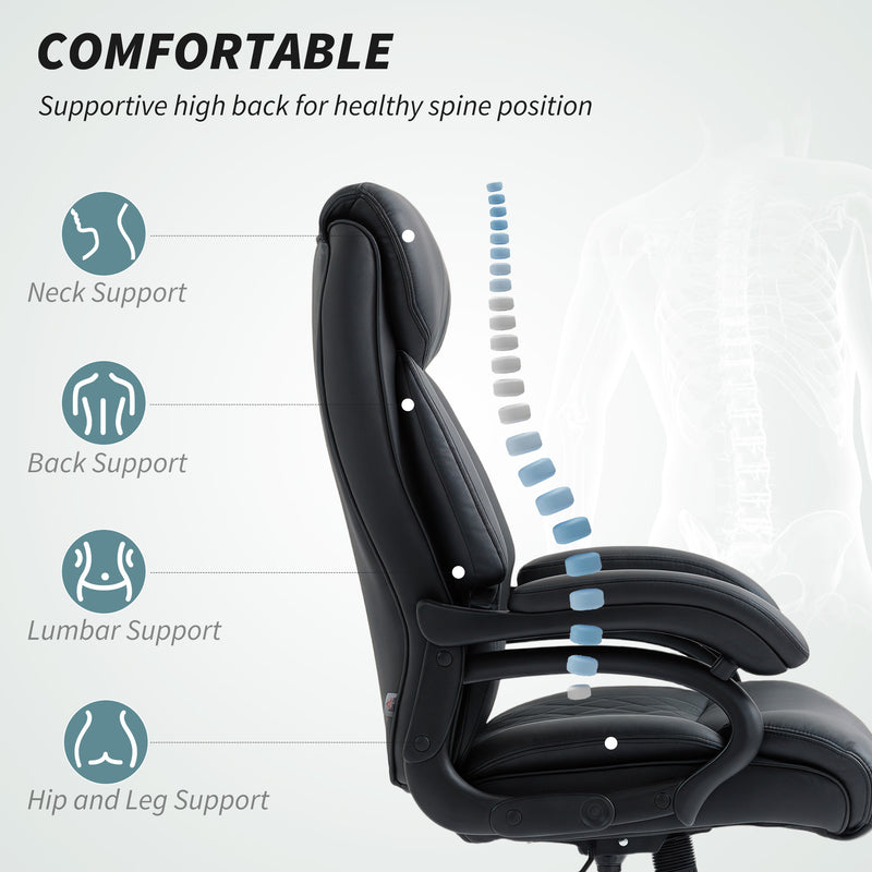 HOMCOM PU Leather Office Chair with Spring Padding Swivel Wheels