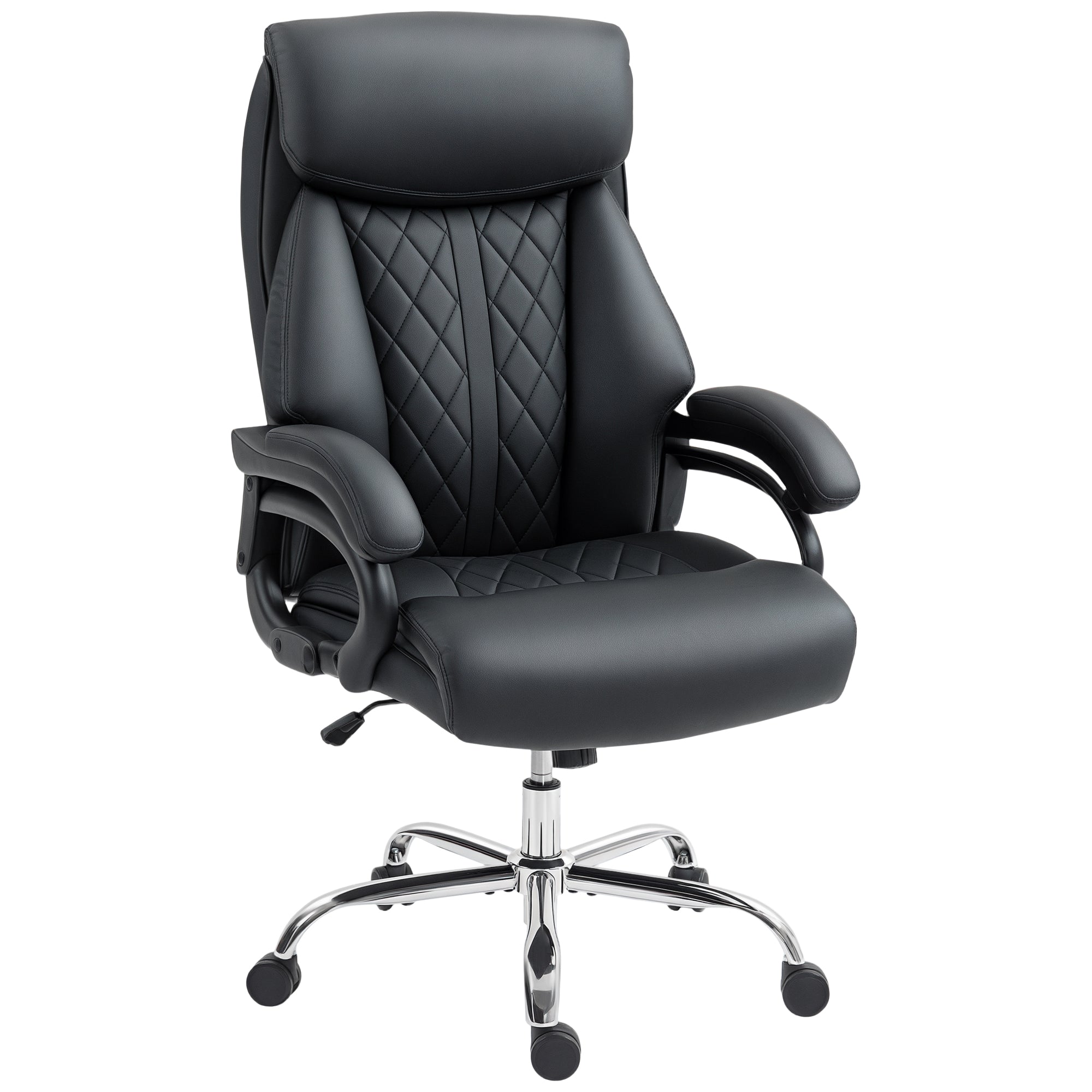 Springy Work Chair HOMCOM PU Leather Office Chair With Spring Padding Swivel Wheels