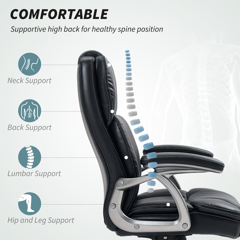 HOMCOM Tilting Executive Office Chair, PU Leather Desk Chair