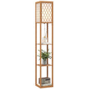 HOMCOM Modern Floor Lamp Light With 3 Shelves Fabric Lampshade
