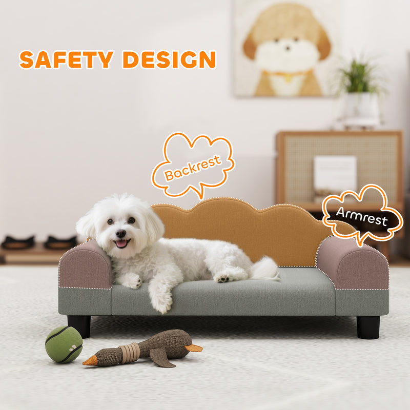 PawHut Dog Sofa Bed, Cat Sofa with Backrest, Armrest, for Small Dogs