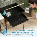 PawHut Metal Bird Cage W/ Perch, Food Container, Handle, For Finch, Canary