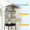 PawHut Metal Bird Cage W/ Perch, Food Container, Handle, For Finch, Canary