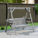 Outsunny 3 Seater Wooden Garden Swing Chair with Side Tables, Dark Grey