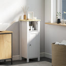 kleankin Narrow Bathroom Storage Cabinet with Open Shelf, White