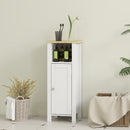 kleankin Narrow Bathroom Storage Cabinet with Open Shelf, White