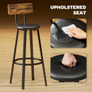 HOMCOM Barstools Set Of 2 With Padded Seat Backrest Rustic Brown Black