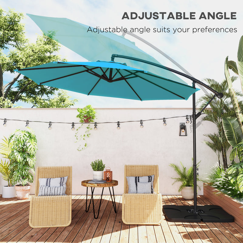 Outsunny 3(m) Banana Parasol Cantilever Umbrella Garden w/ Base Weights