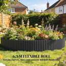 Outsunny Metal Lawn Edging Border, 8 in x 21.3 ft Garden Edging, Dark Grey