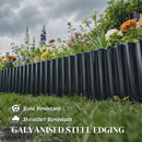 Outsunny Metal Lawn Edging Border, 8 in x 21.3 ft Garden Edging, Dark Grey