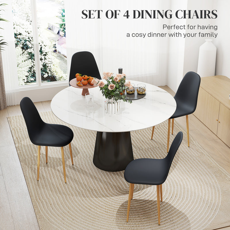 HOMCOM Dining Chairs Set of 4 w/ Curved Back, Steel Legs, Light Blue