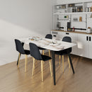 HOMCOM Dining Chairs Set of 4 w/ Curved Back, Steel Legs, Light Blue