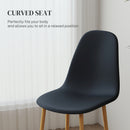 HOMCOM Dining Chairs Set of 4 w/ Curved Back, Steel Legs, Light Blue