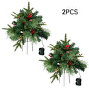 Lifeideas Pack of 2 Artificial Christmas Tree Urn Filler Decoration with String Lights