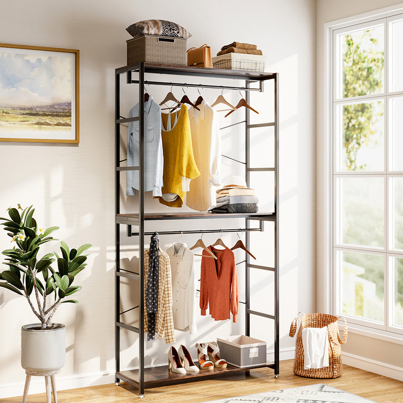 Lifeideas 2 Tier Clothing Rack with Storage Shelves