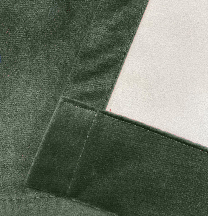 Luxury Enhanced Living Green Velvet, Supersoft, 100% Blackout, Thermal Pair of Curtains with Eyelet Top