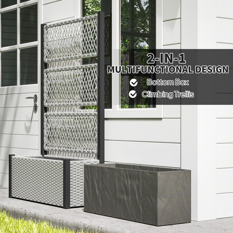 Outsunny Garden Planter Box With Trellis, Rattan Raised Bed