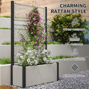 Outsunny Garden Planter Box With Trellis, Rattan Raised Bed