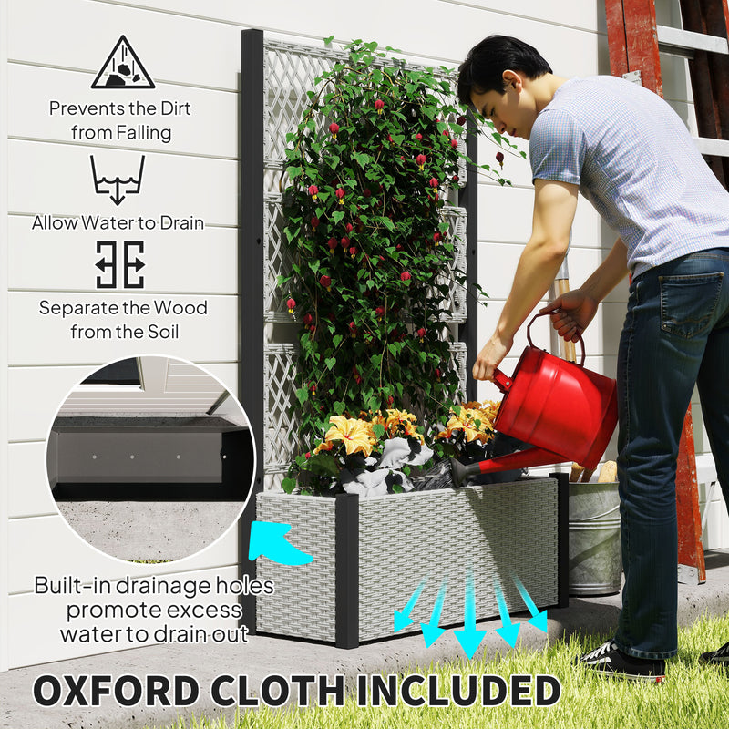 Outsunny Garden Planter Box With Trellis, Rattan Raised Bed