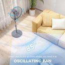 HOMCOM 16" Oscillation Cooling Fan With Remote Adjustable Height Grey