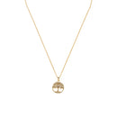 Modishion Round Tree Pendant Necklace In Copper With Cubic Zirconia Accents