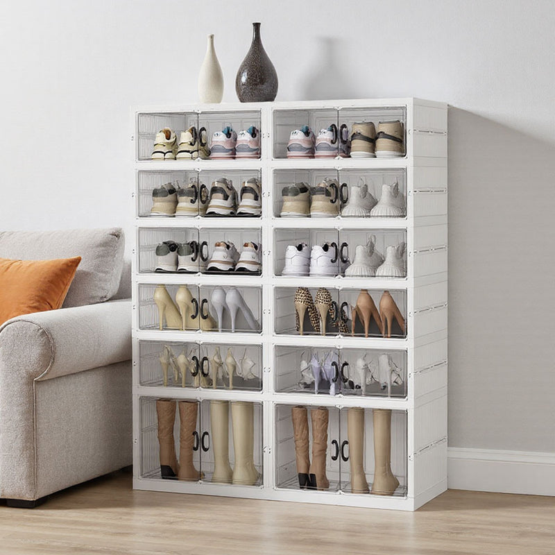 Livingandhome 6-Tier Foldable Storage Box with Magnetic Doors