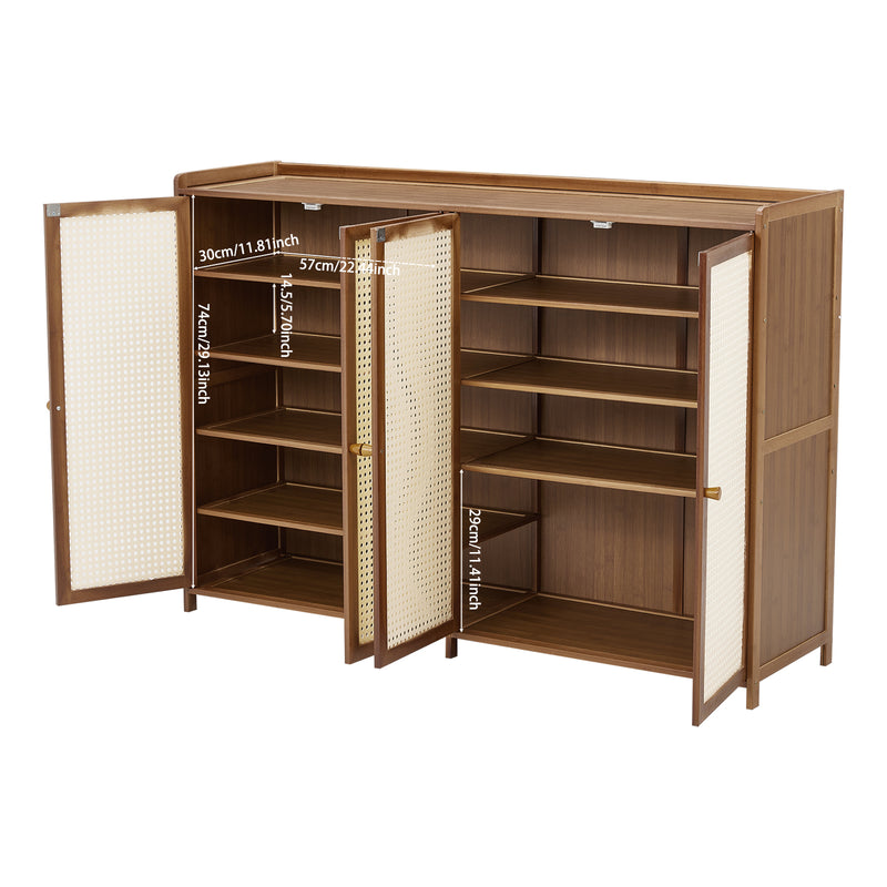 Livingandhome Bamboo Shoe Storage Cabinet with Doors