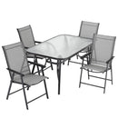 Breeins Outdoor Tempered Glass Coffee Table with 4 Foldable Chairs