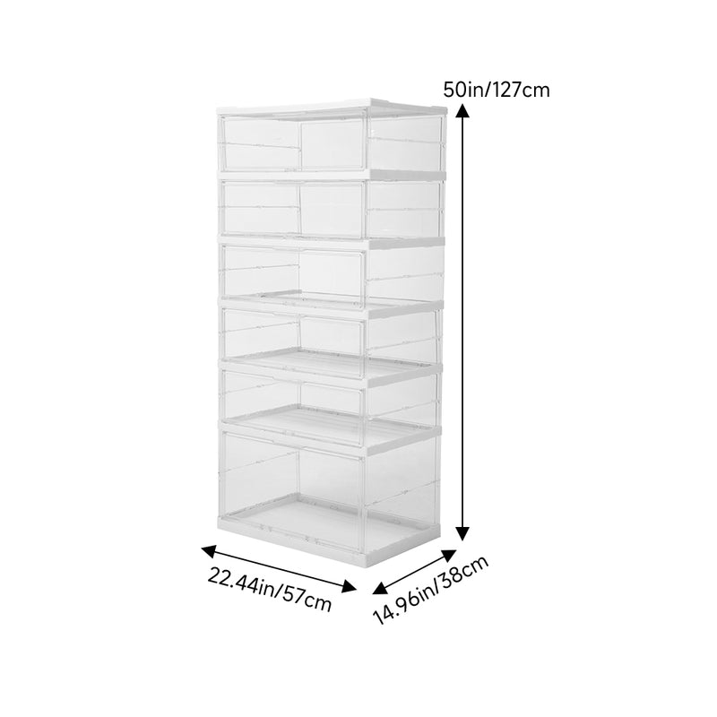 Livingandhome 6-Tier Foldable Storage Cabinet Shoes Organizer with Doors