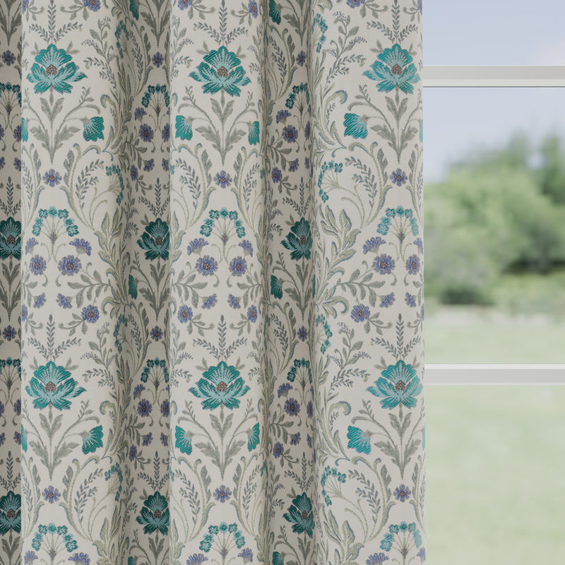 Enhanced Living Blue Floral, 100% Blackout, Thermal Curtains with Tape Top Header - Pair