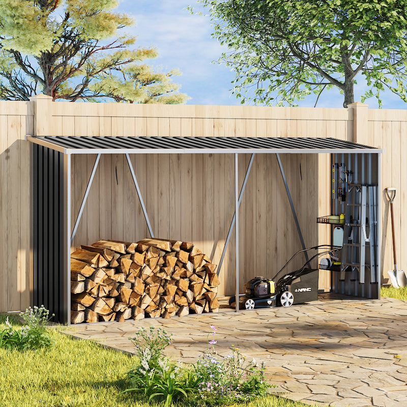 Garden Sanctuary Zinc Steel Firewood Log Storage Shed