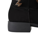 Women's Suede Western Mid-Calf Cowboy Boots - Black