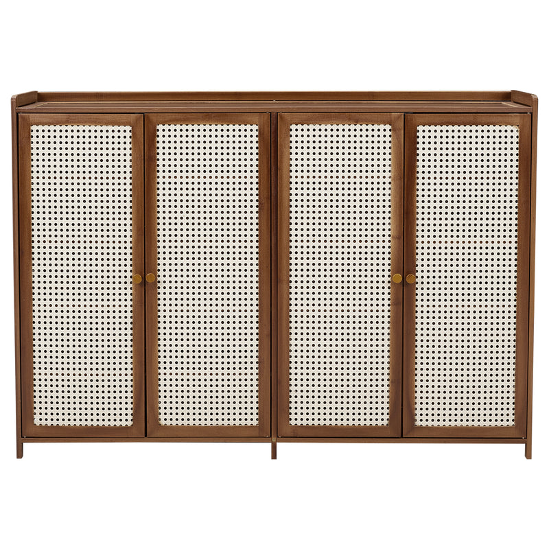 Livingandhome Bamboo Shoe Storage Cabinet with Doors