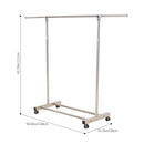 Livingandhome Adjustable Stainless Steel Single-Rod Clothes Drying Rack with Wheels