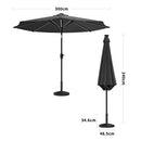 Garden Sanctuary Large Solar Powered LED Patio Umbrella for Outdoor Garden Patio with Base